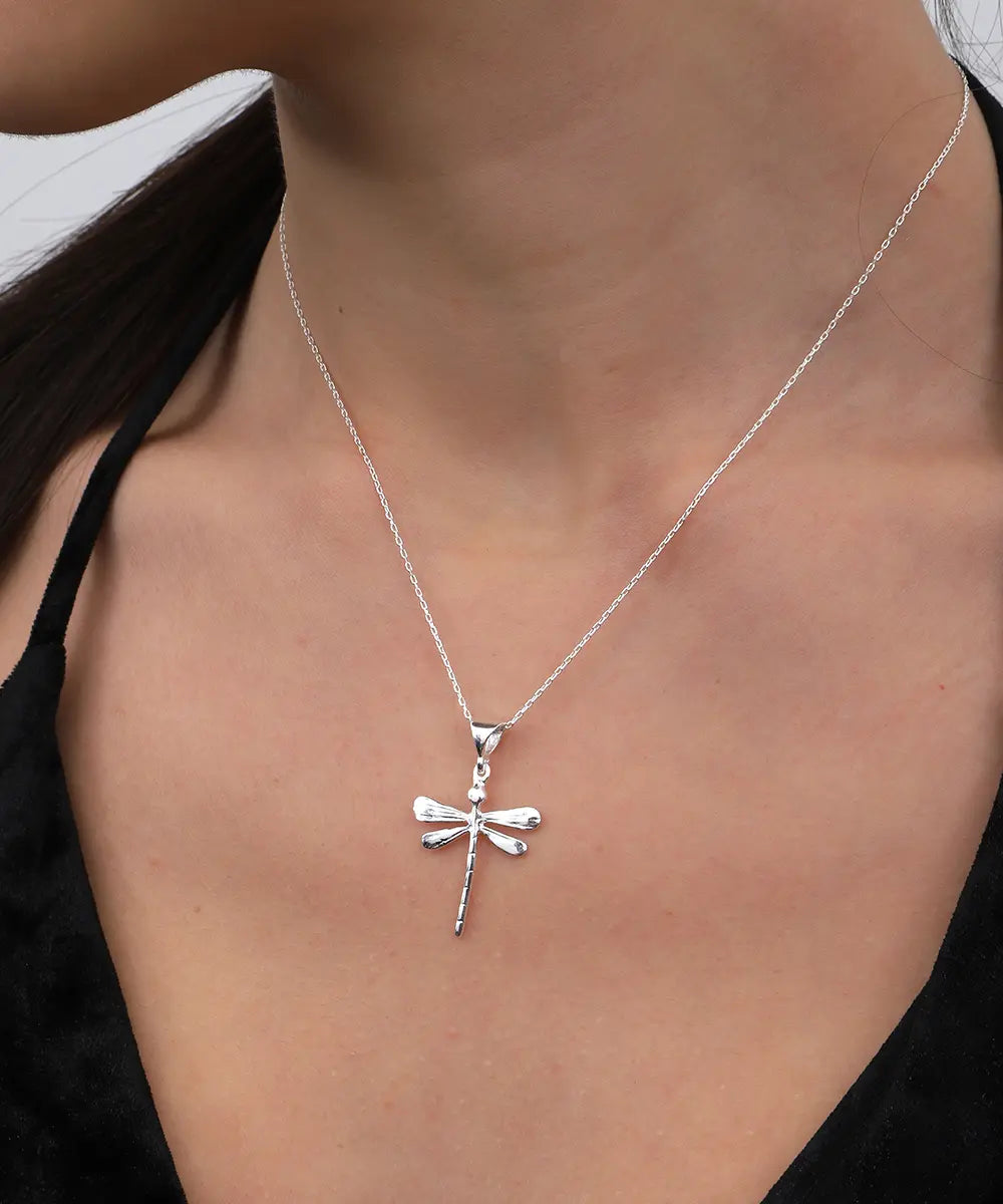 Minimal Tasarım Gümüş Yusufçuk Kolye