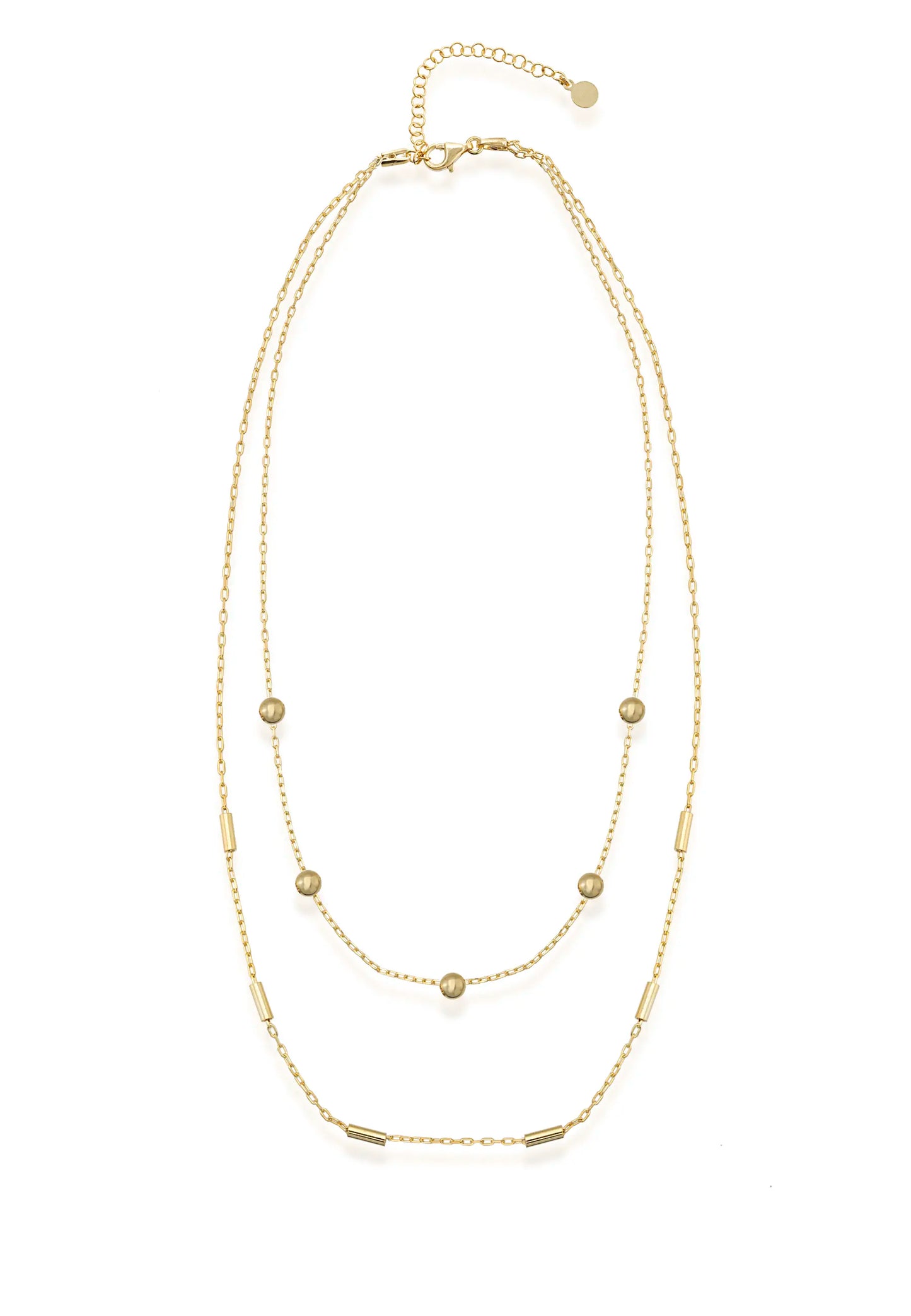 Altın Kaplama Çift Zincirli Modern Tasarım Kolye