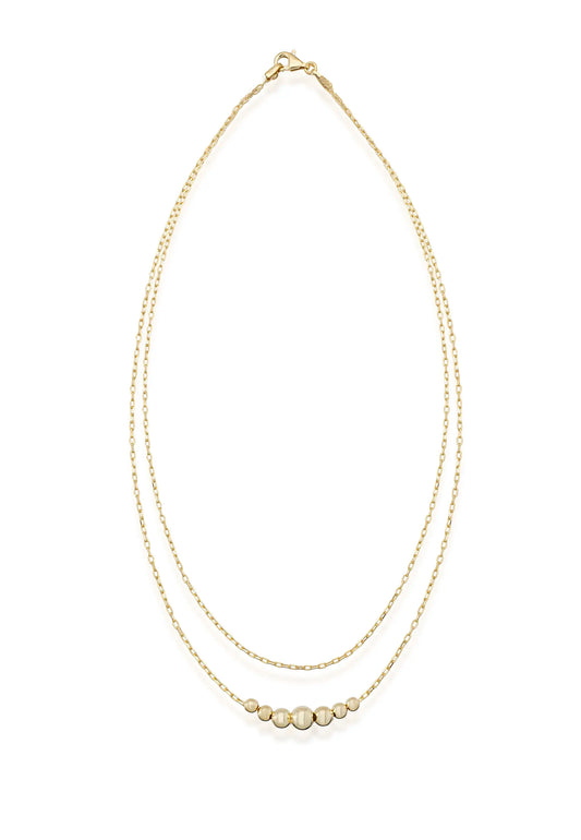 Altın Kaplama Çift Zincirli Modern Tasarım Kolye