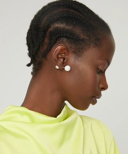 Gümüş Çift Taraflı Top Küpe