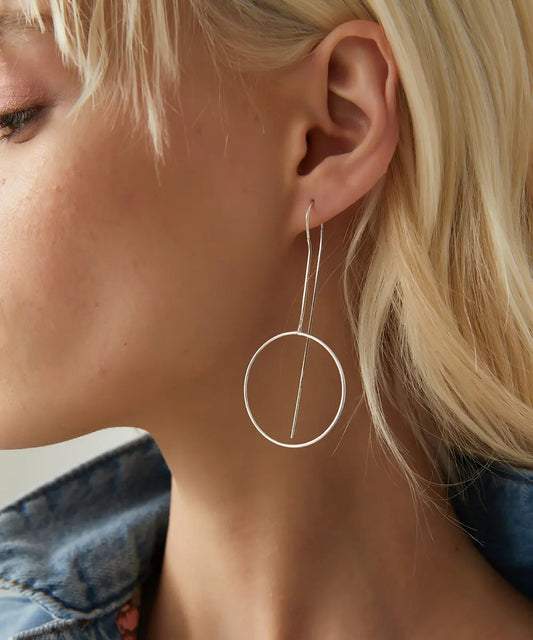 Gümüş Sallantılı Halka Küpe