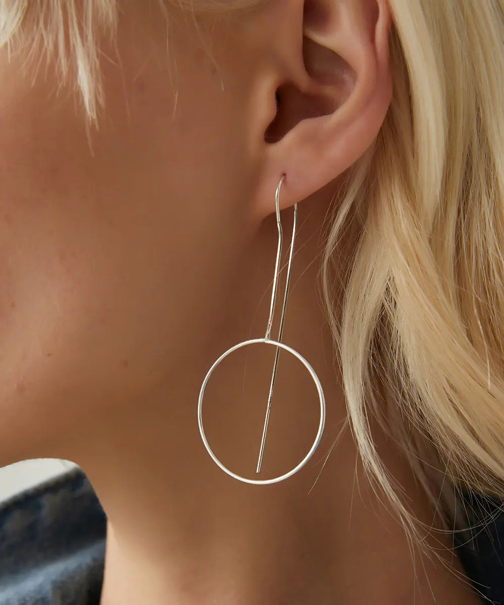 Gümüş Sallantılı Halka Küpe