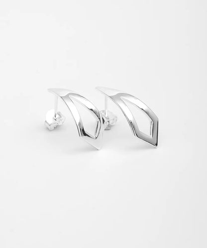 Minimal Üçgen Kesim Modern Gümüş Küpe