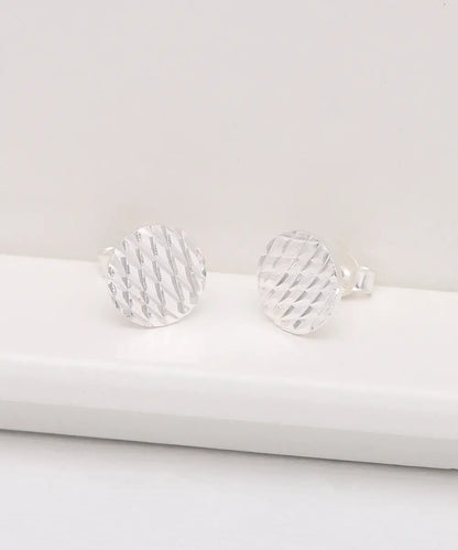 Dokulu Yuvarlak Minimal Gümüş Küpe