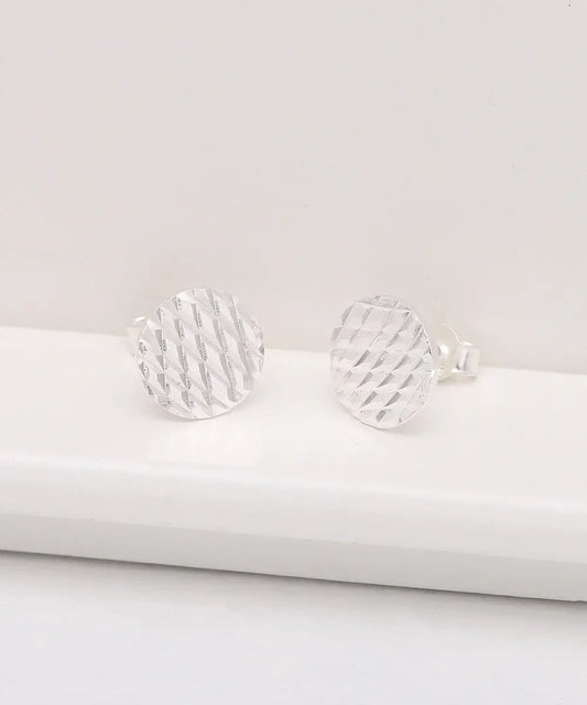 Dokulu Yuvarlak Minimal Gümüş Küpe