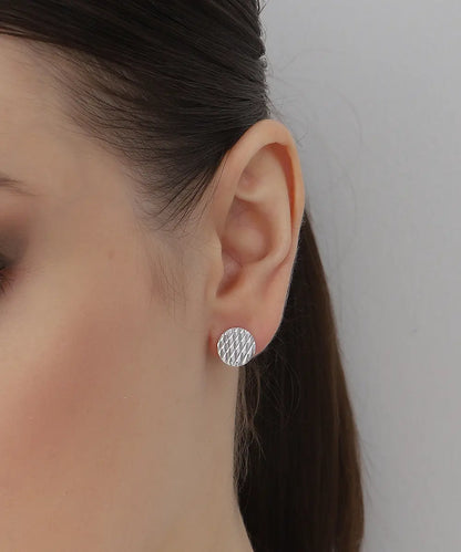 Dokulu Yuvarlak Minimal Gümüş Küpe