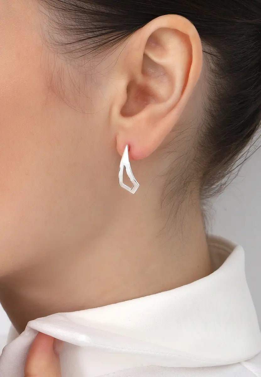 Minimal Elmas Formlu Gümüş Küpe