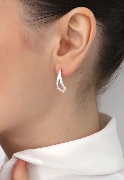 Minimal Elmas Formlu Gümüş Küpe