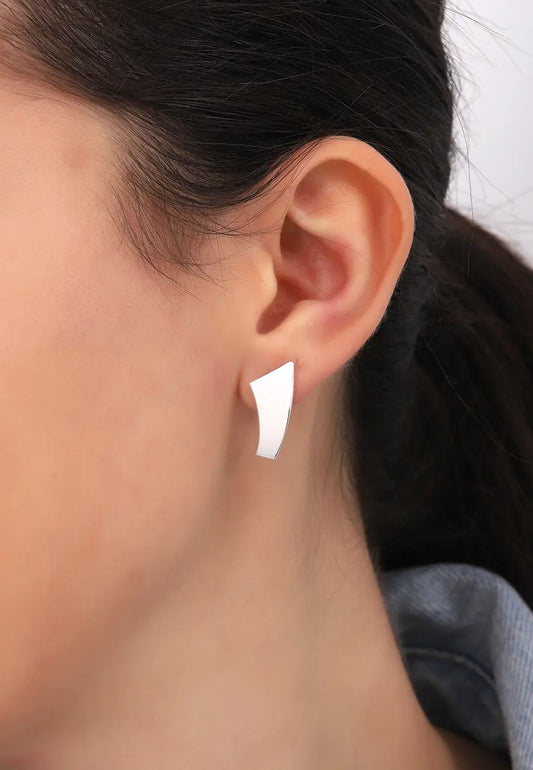 Asimetrik Tasarım Gümüş Küpe