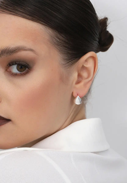 Minimal Damla Tasarım Gümüş Küpe