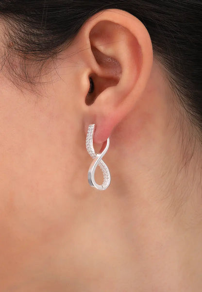 Taş Detaylı Sonsuzluk Gümüş Küpe