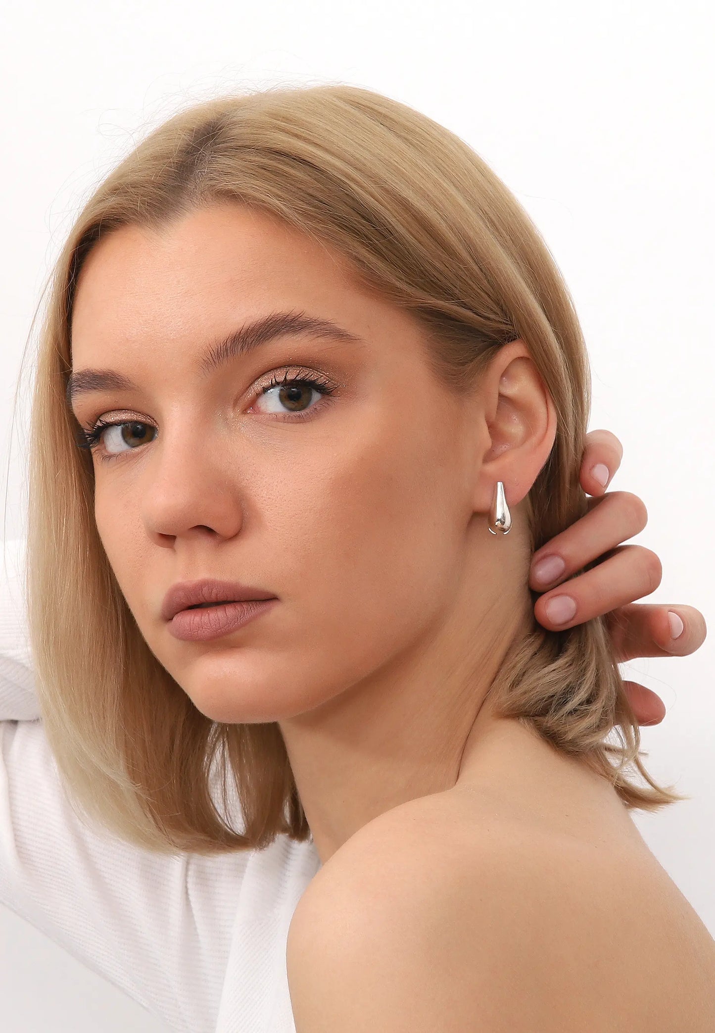 Minimal Damla Gümüş Küpe