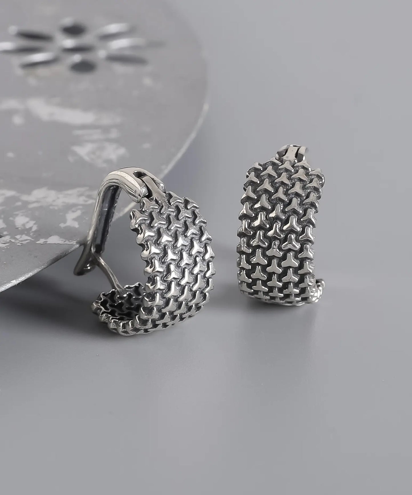 Bohem Tasarım Gümüş Halka Küpe