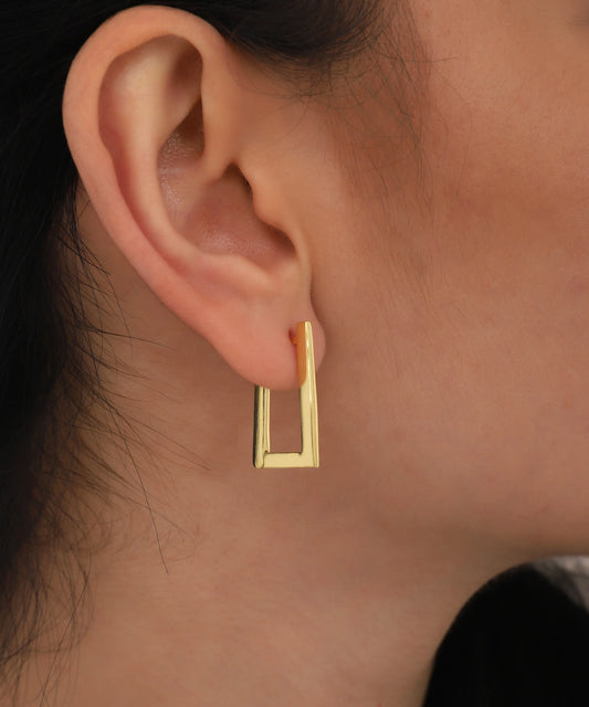 Altın Kaplama Minimal Geometrik Küpe