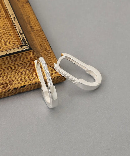 Gümüş Taşlı Minimal Küpe