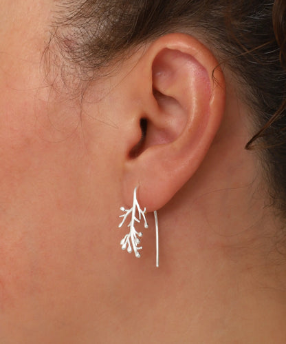 Minimal Doğa Motifli Gümüş Küpe