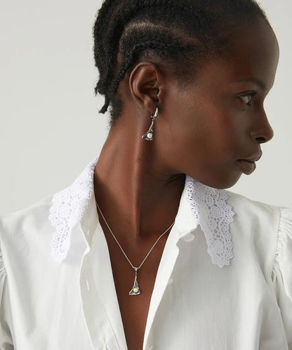 İnci Detaylı Gümüş Kolye ve Küpe Seti