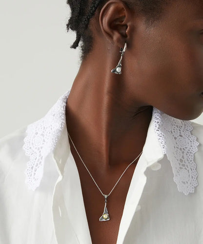 İnci Detaylı Gümüş Kolye ve Küpe Seti