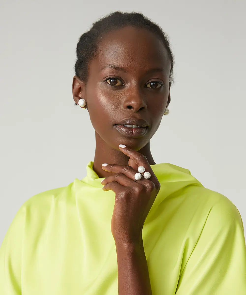 Işıltılı Top Tasarım Küpe Yüzük Seti