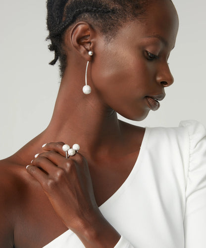 Işıltılı Top Tasarım Küpe Yüzük Seti