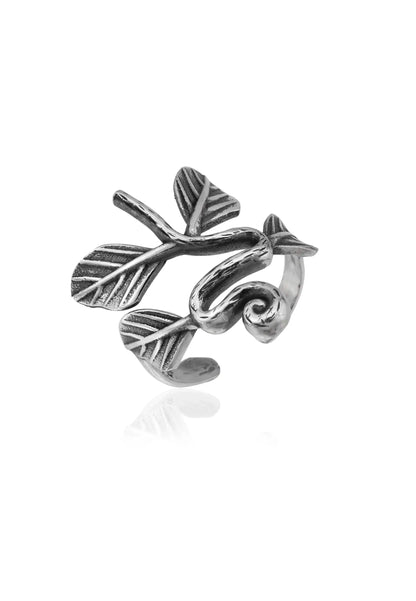 Yaprak Motifli Gümüş Yüzük