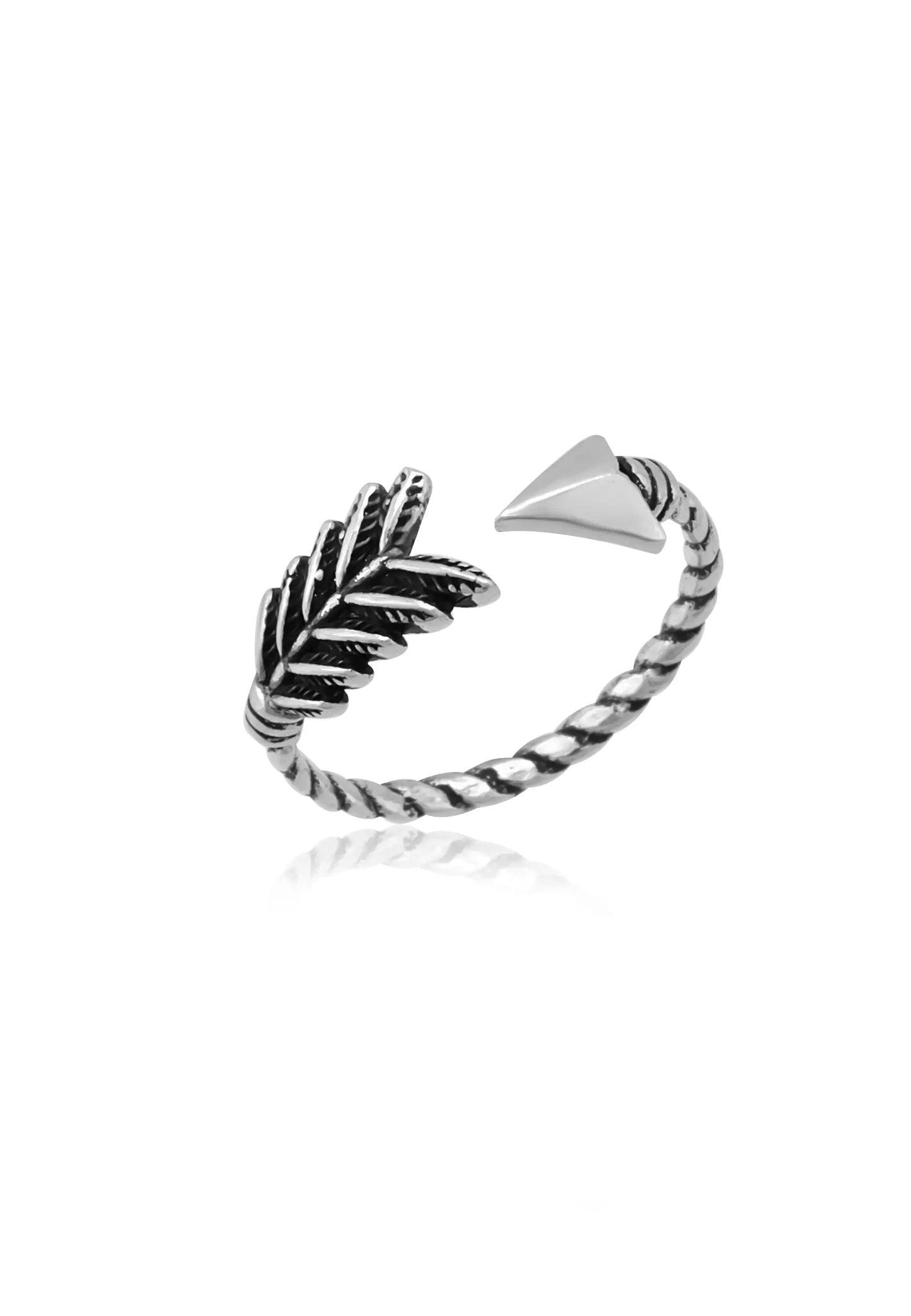 Ok Motifli Burgulu Gümüş Yüzük