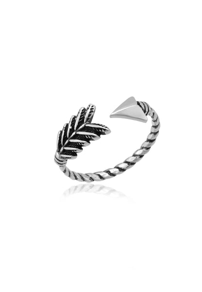 Ok Motifli Burgulu Gümüş Yüzük