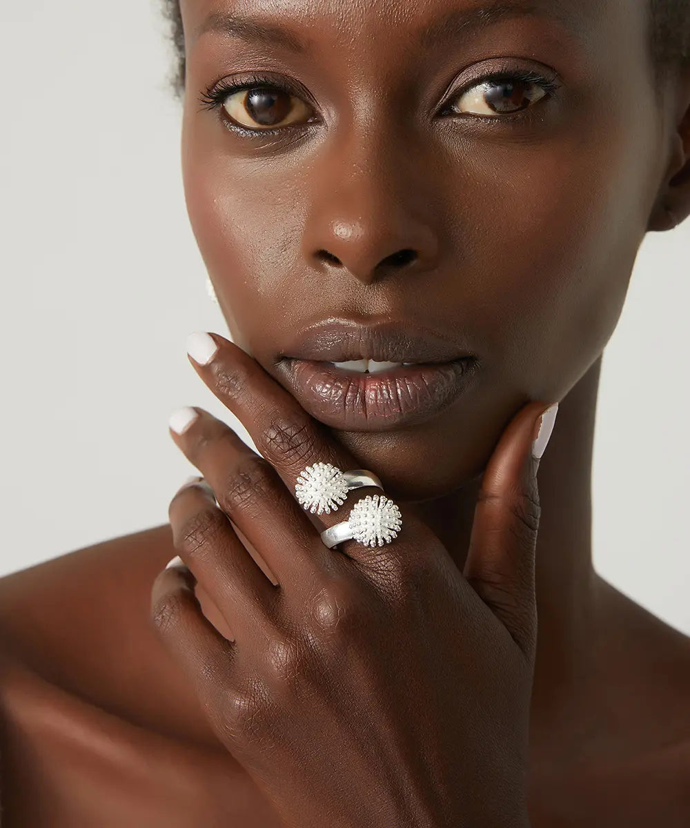 Modern Tasarımlı Gümüş Top Yüzük