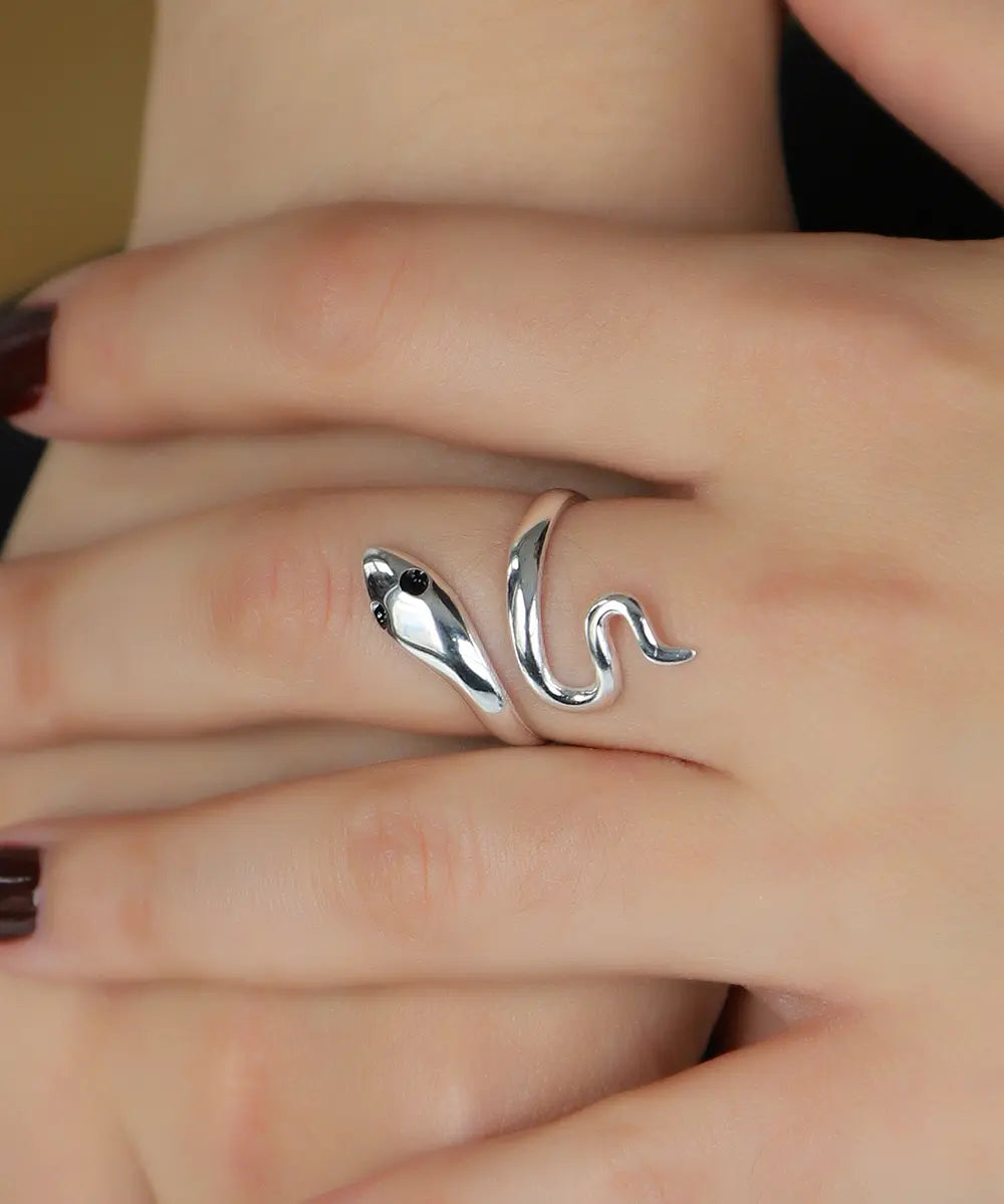 Yılan Ayarlanabilir Gümüş Yüzük
