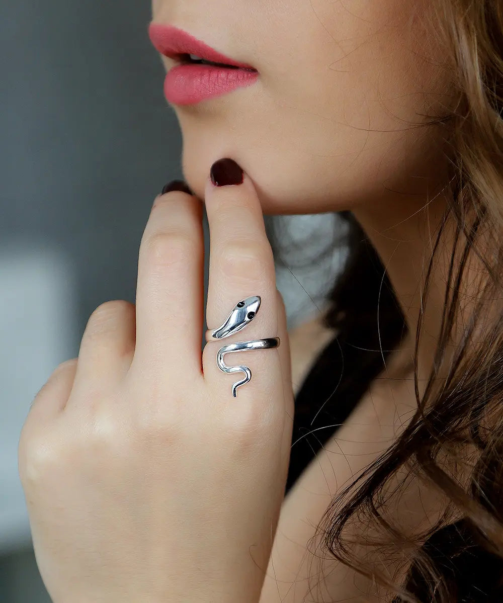 Yılan Ayarlanabilir Gümüş Yüzük