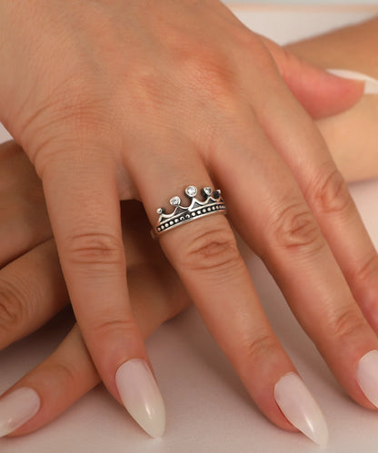 Gümüş Kraliçe Taç Ayarlanabilir Yüzük