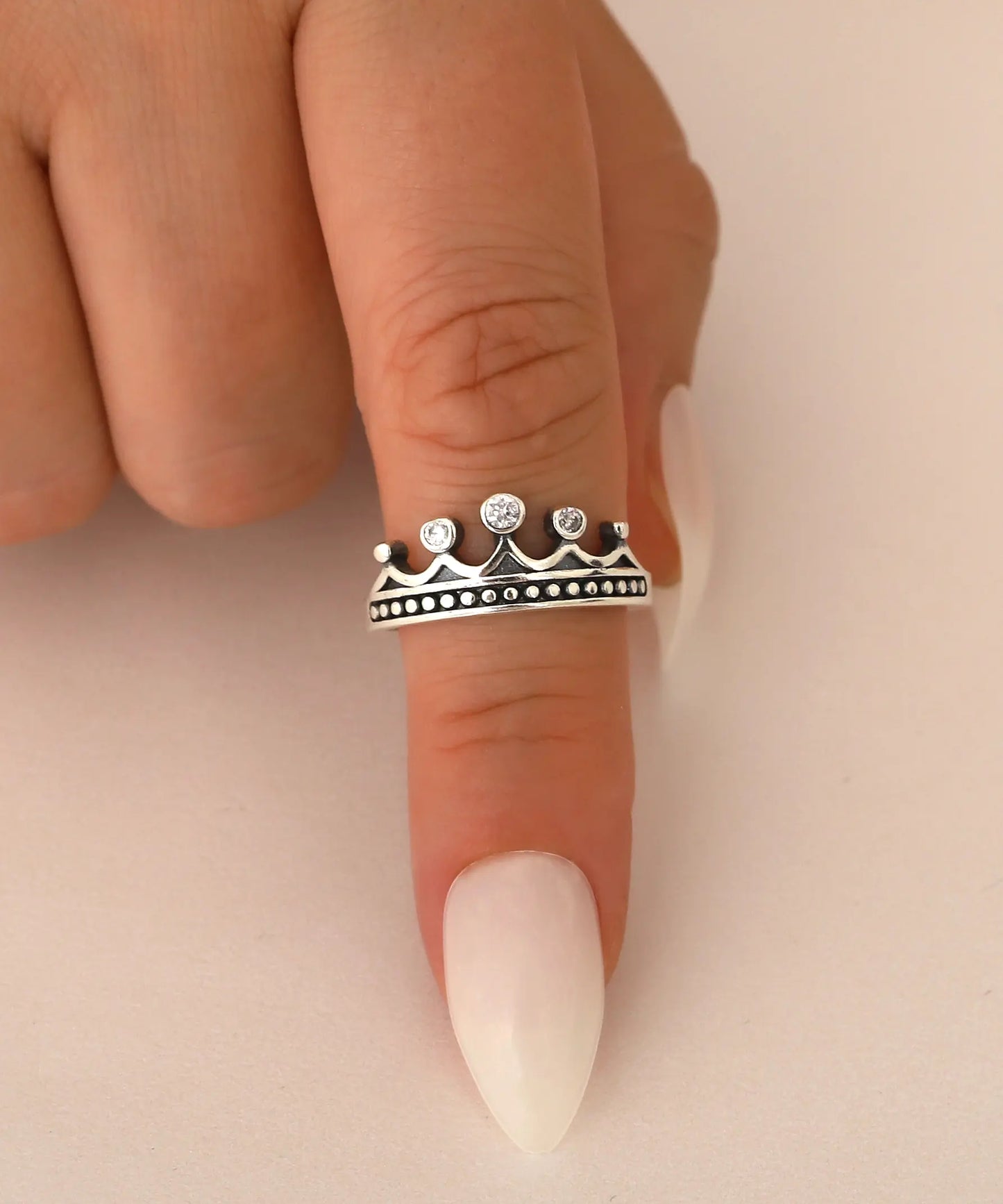Gümüş Kraliçe Taç Ayarlanabilir Yüzük