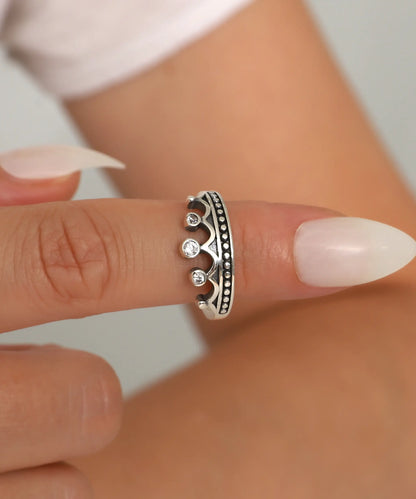 Gümüş Kraliçe Taç Ayarlanabilir Yüzük