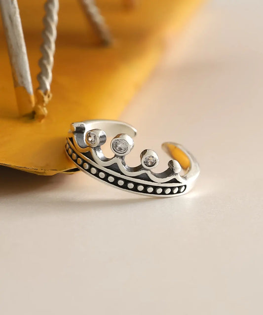 Gümüş Kraliçe Taç Ayarlanabilir Yüzük