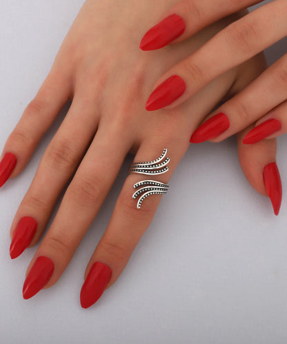 Motifli Bohem Gümüş Yüzük