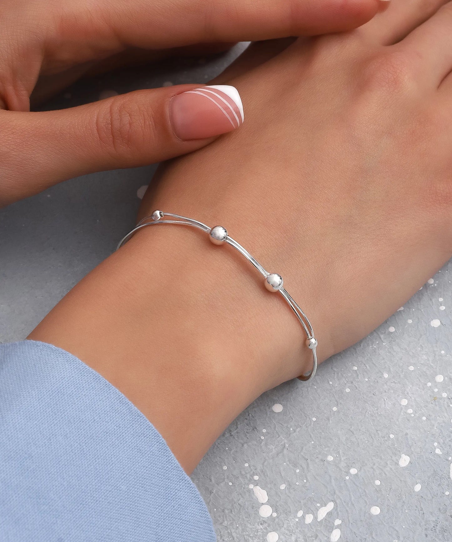 Top Detaylı Gümüş Bileklik