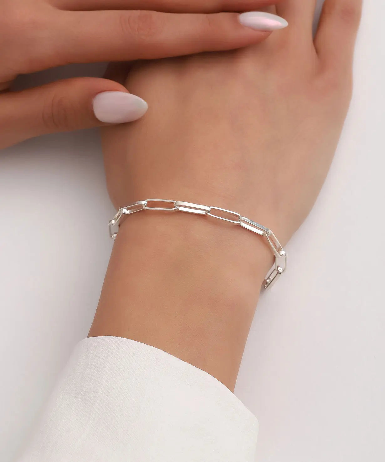 Modern Zincir Tasarım Gümüş Bileklik