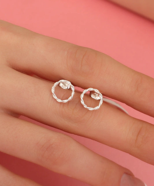 Minimal Motifli Tasarım Gümüş Küpe