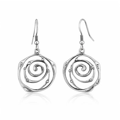 Soyut Spiral Gümüş Kaplama Küpe
