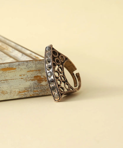 Taşlı Vintage Bronz Yüzük