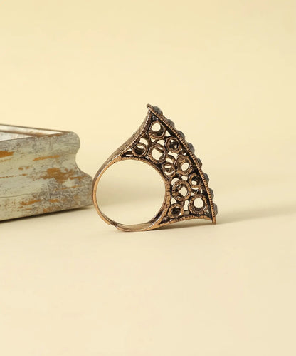 Taşlı Vintage Bronz Yüzük
