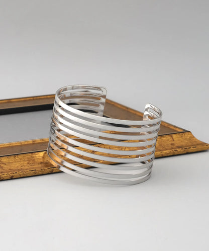Gümüş Kaplama Modern Cuff Bileklik