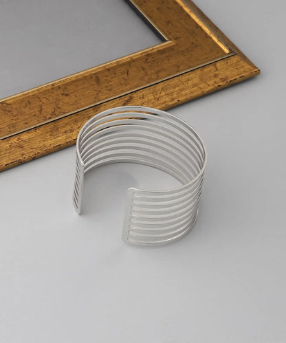 Gümüş Kaplama Modern Cuff Bileklik