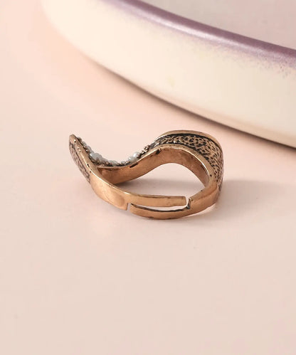 Soyut İnci Detaylı Bronz Yüzük