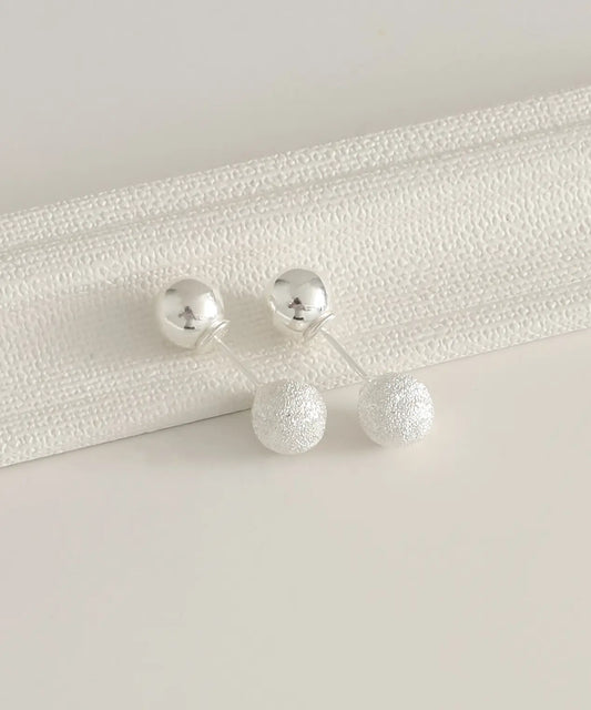 Gümüş Çift Taraflı Top Küpe