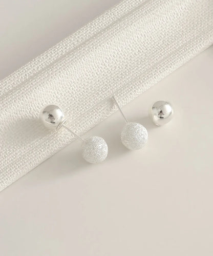 Gümüş Çift Taraflı Top Küpe