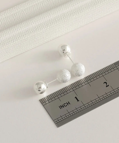 Gümüş Çift Taraflı Top Küpe