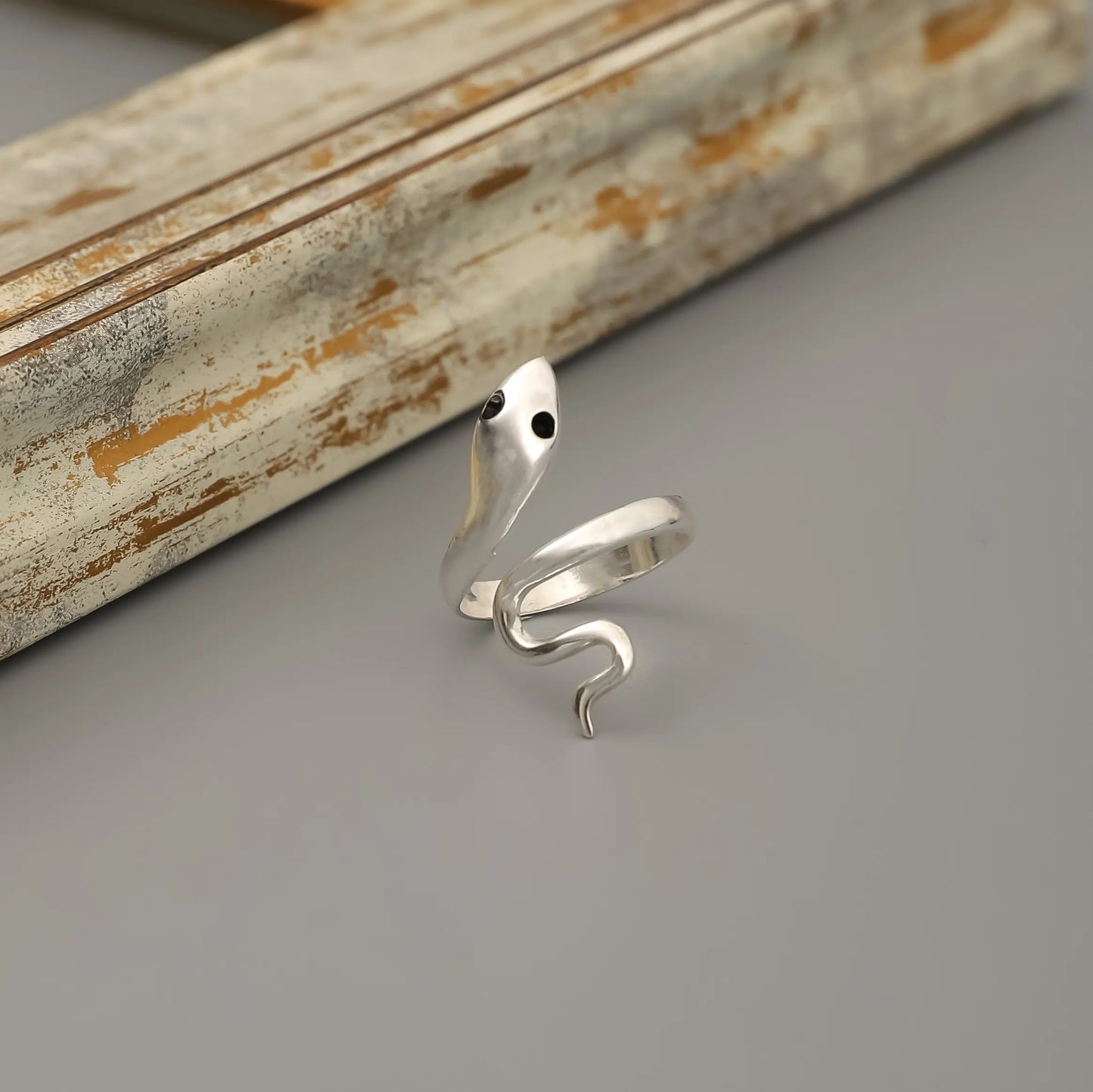 Yılan Ayarlanabilir Gümüş Yüzük