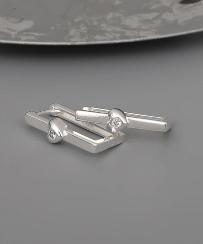 Kadın Geometrik Kalpli Gümüş Küpe