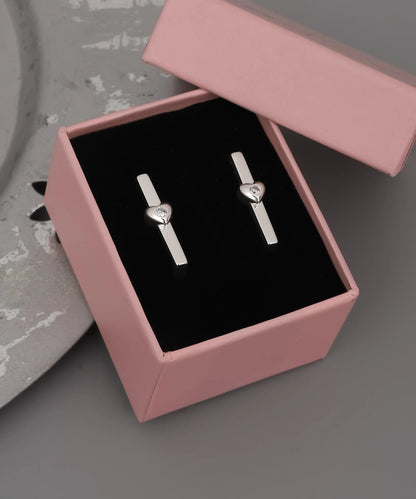 Kadın Geometrik Kalpli Gümüş Küpe